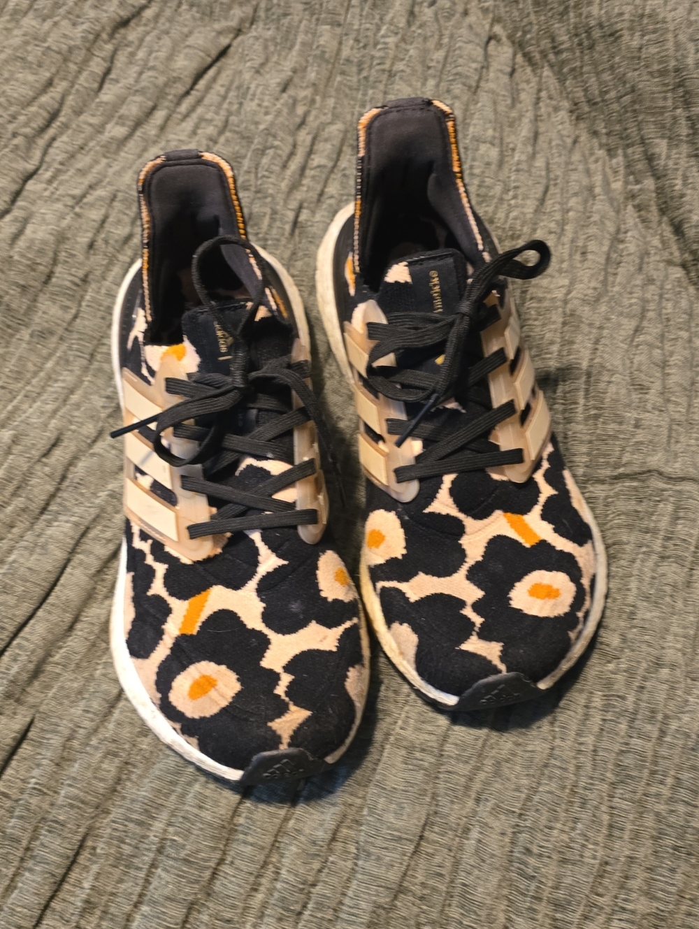 adidas Women's Black, Cream & Yellow Floral Lace-Up Sneakers